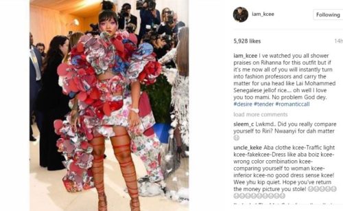 KCee Slams Nigerians For Praising Rihanna’s Dress Sense & Slamming His Own Outfits